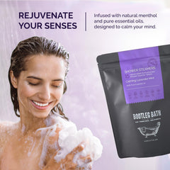 Bootleg Bath packaging-lavender-steamer demonstrates resealable freshness.