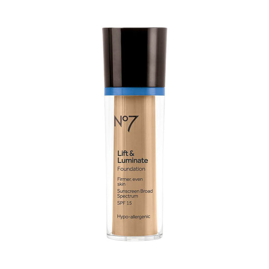 Boots No7 Lift Luminate Foundation Cool Ivory bottle for smooth even coverage.