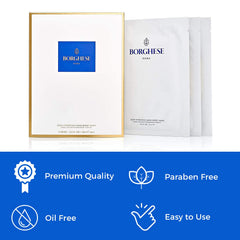 Borghese ingredients visual emphasizes nourishing benefits for dry skin.