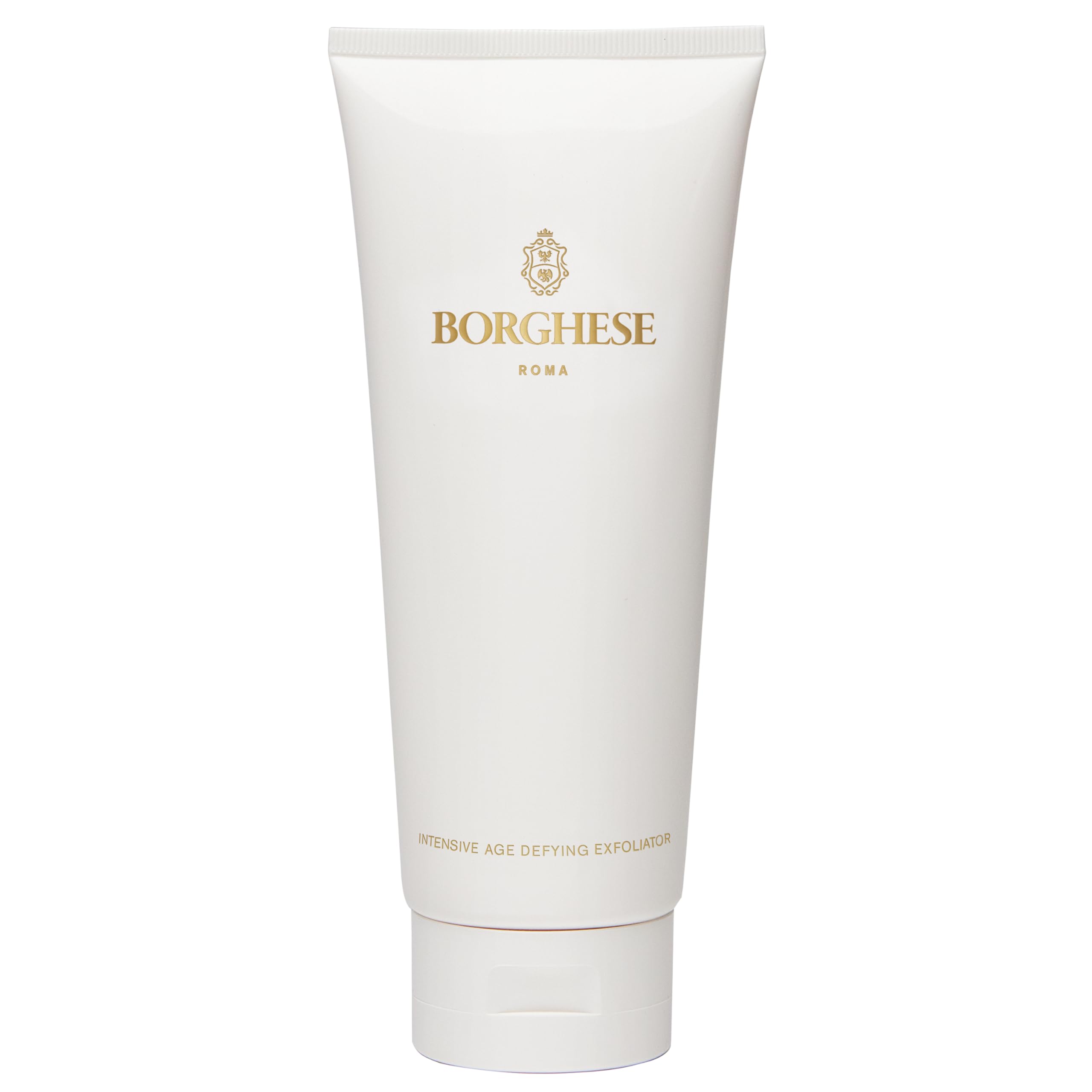 Borghese exfoliator bottle with foaming texture, preparing skin for the next mask.