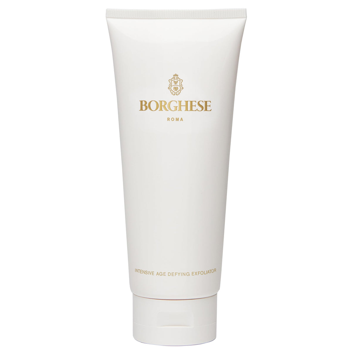 Borghese exfoliator bottle with foaming texture, preparing skin for the next mask.