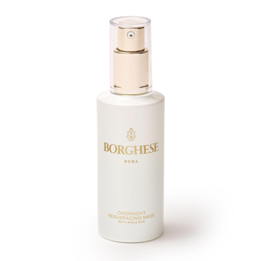 Borghese Overnight Resurfacing Mask jar close-up shows rich texture for smoother skin.