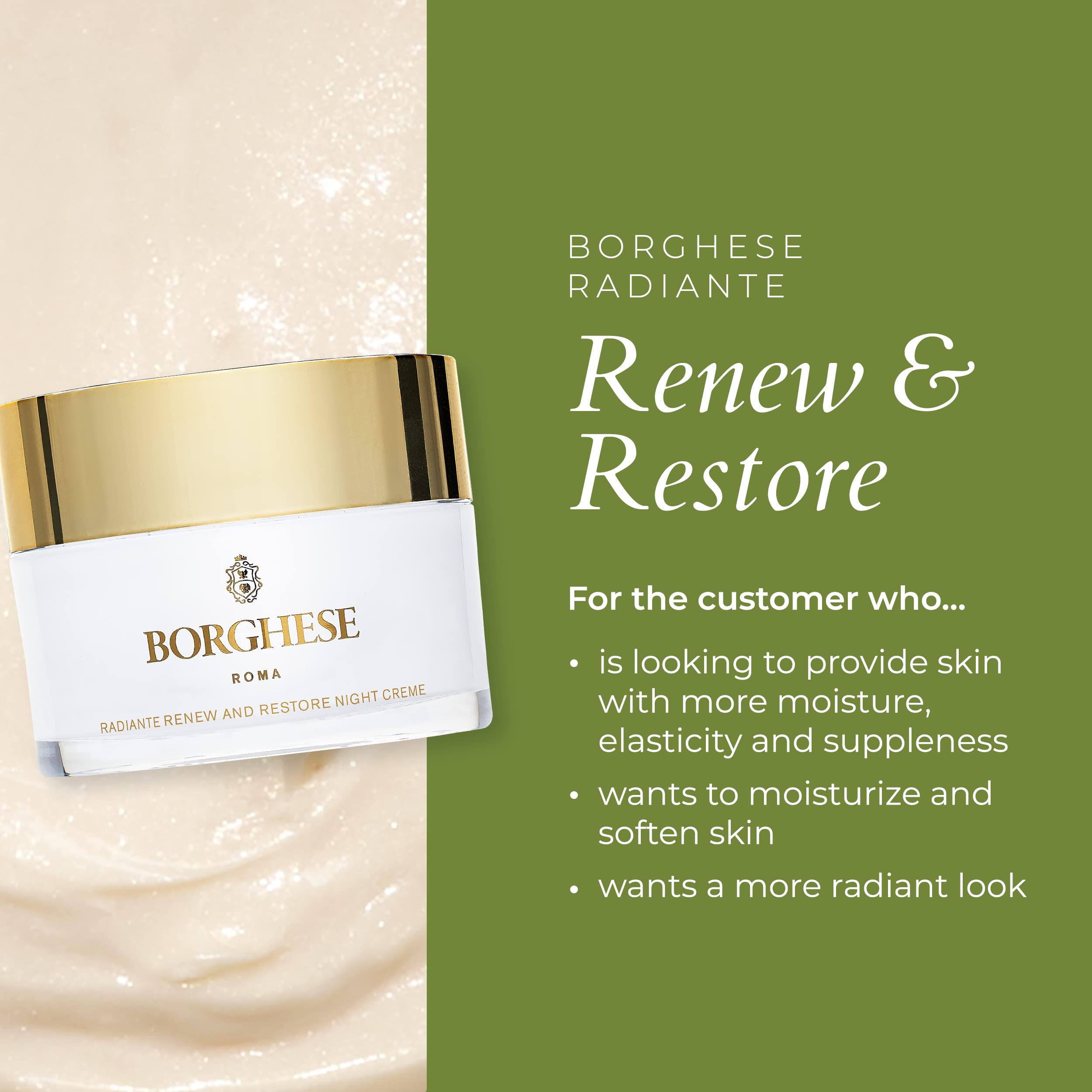 Ingredient list of Borghese night creme with castor oil and shea butter