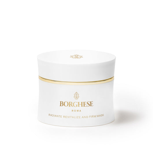 Borghese Radiante mask packaging showcases premium hydration for radiant skin.