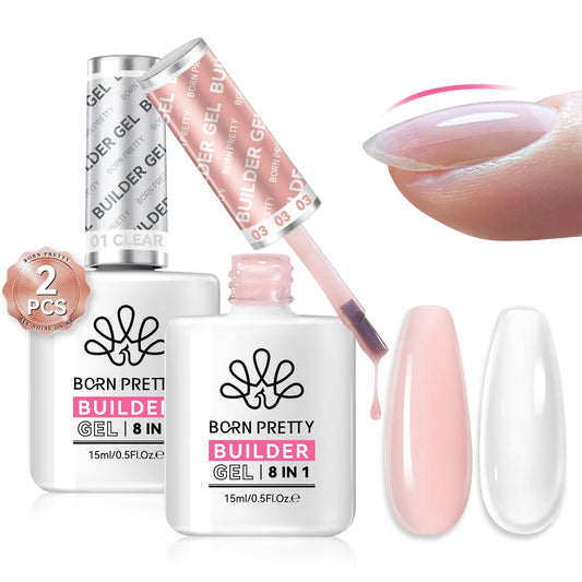 Born Pretty 8-in-1 builder gel clear bottle for base and extensions
