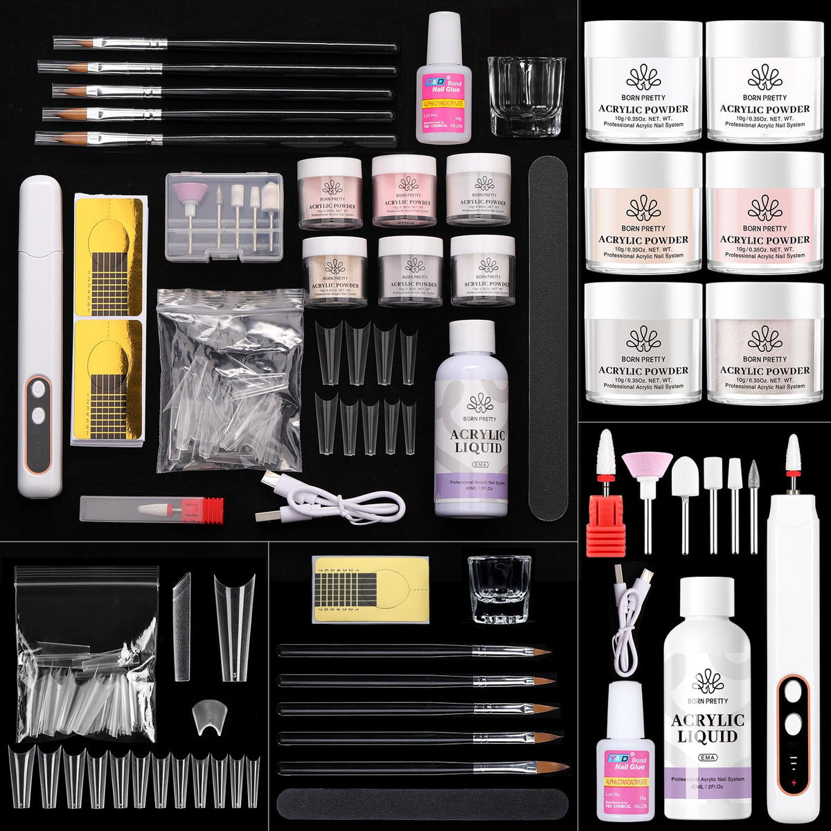 Born Pretty acrylic nail kit drill view demonstrates beginner-friendly equipment for home manicures
