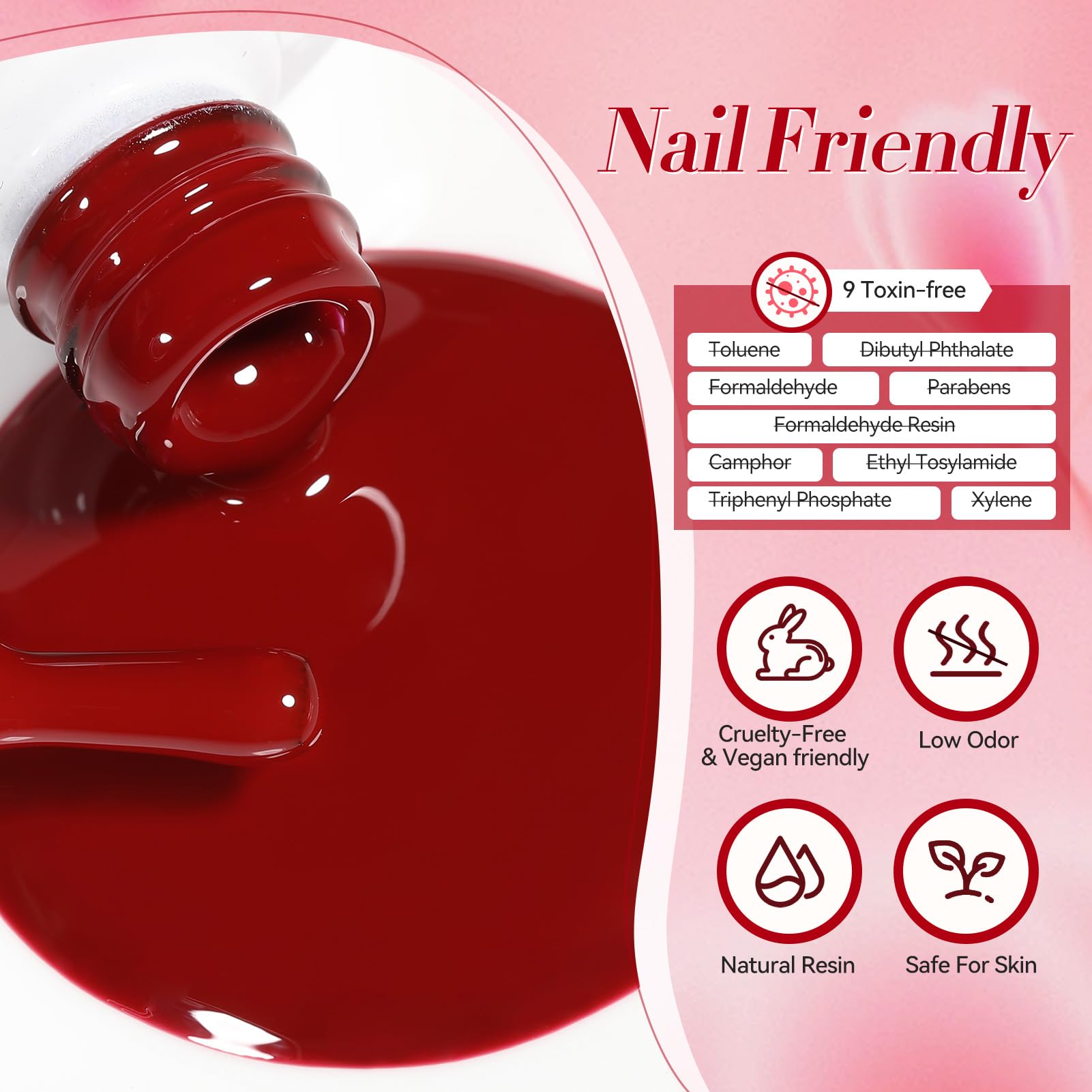 Born Pretty burgundy bottle close-up emphasizing easy application