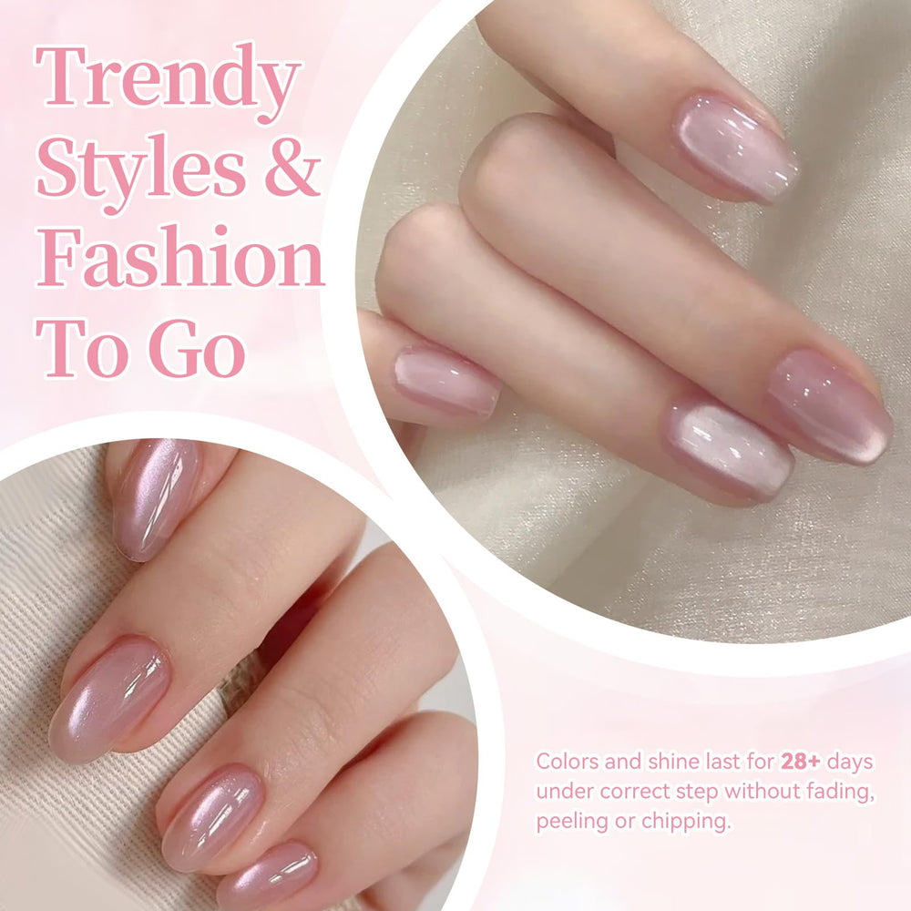 Cat-eye magnetic effect on nails highlighting a chic manicure.