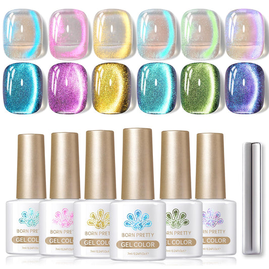 Born Pretty Cat Magnetic Eye Gel Nail Polish in Aurora Mermaid Blue with shifting shimmer.