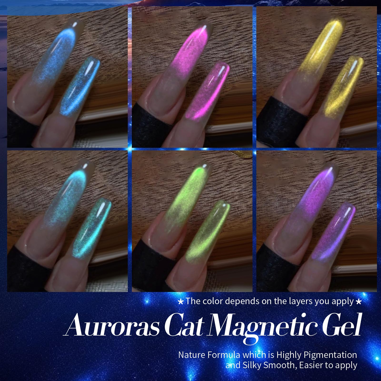 Born Pretty Cat Magnetic Eye Gel Nail Polish in Aurora Mermaid Purple with iridescent depth.