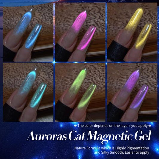 Born Pretty Cat Magnetic Eye Gel Nail Polish in Aurora Mermaid Purple with iridescent depth.