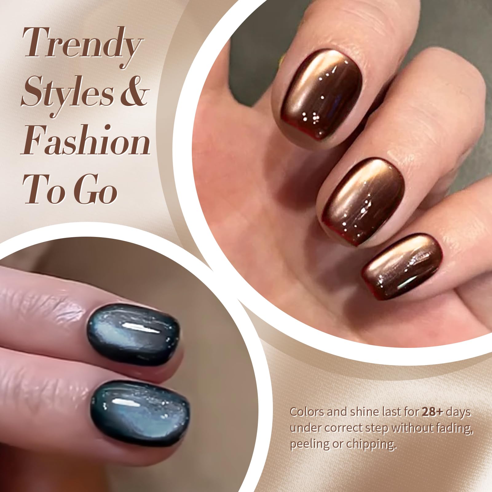 Green shade as bold accent nails with magnetic depth.