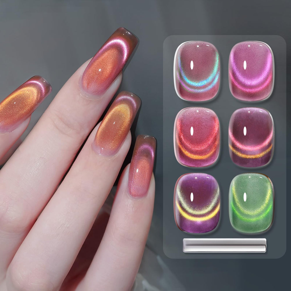 Born Pretty green magnetic gel polish with shimmering cat-eye effect.