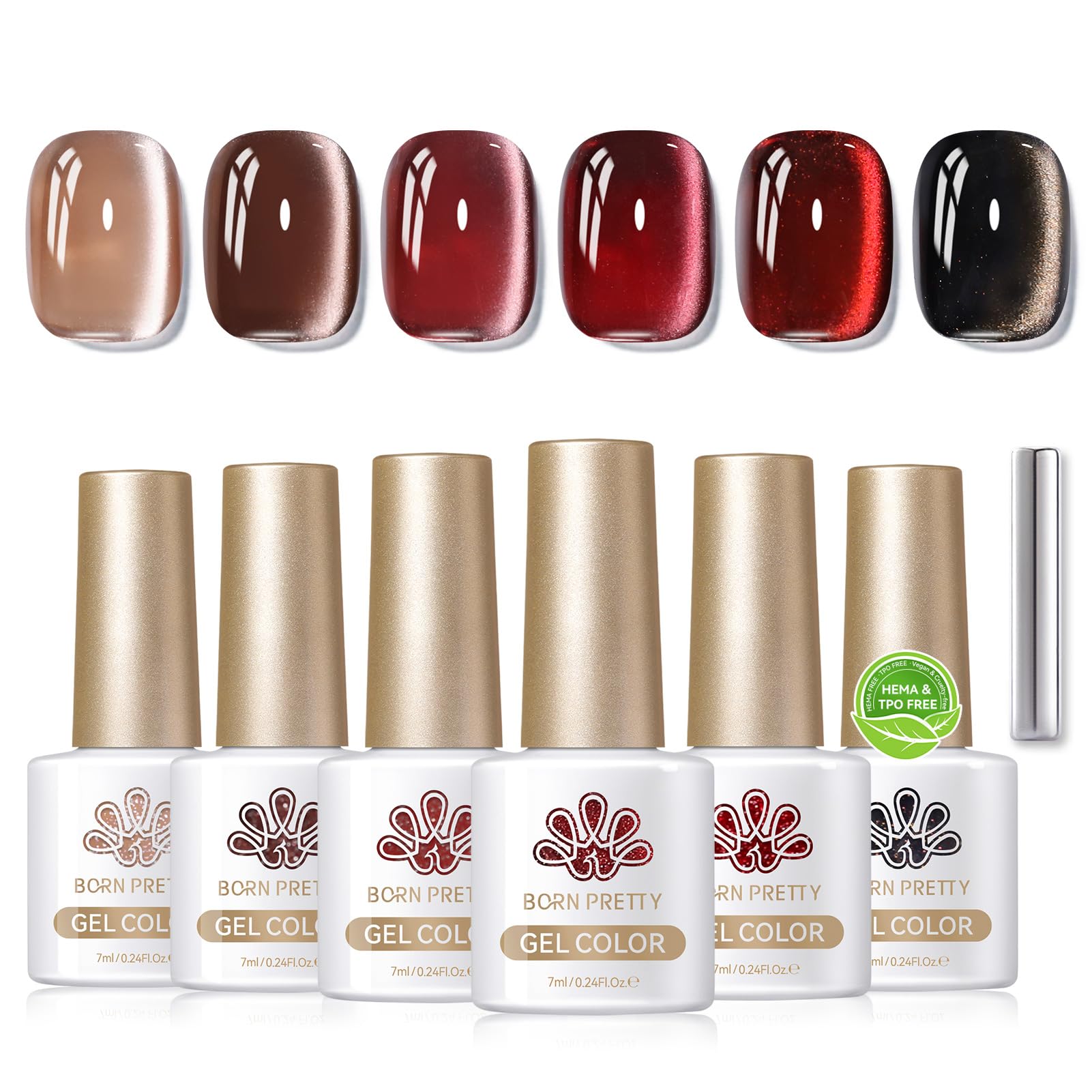 Born Pretty Cat Magnetic Eye gel polish close-up showing magnetic shimmer effect.