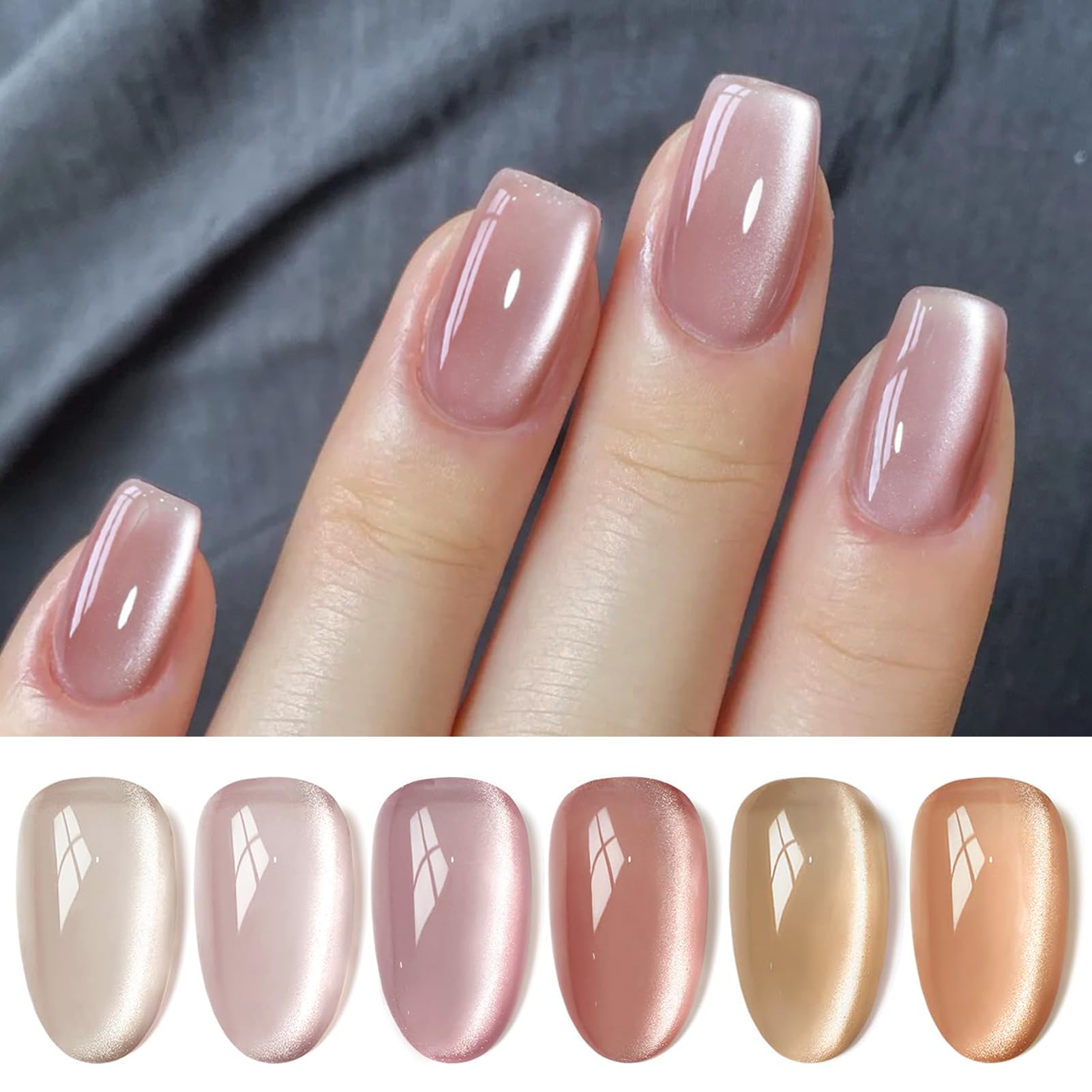 Born Pretty Cat Magnetic Eye Gel Nail Polish Moonlight shows radiant shimmer