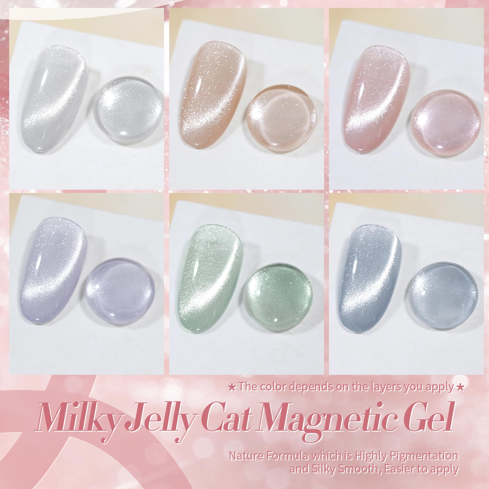 Born Pretty pastel green magnetic gel polish with soft shimmer