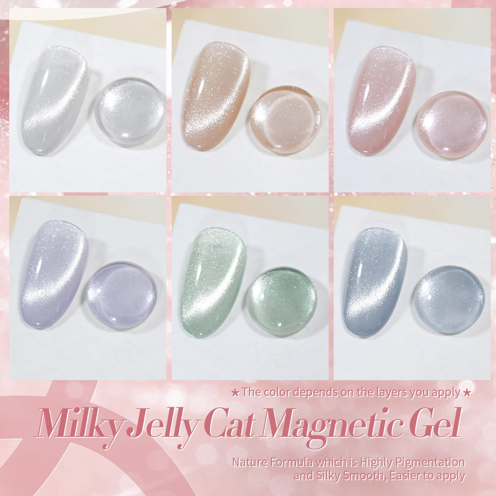 Born Pretty pastel green magnetic gel polish with soft shimmer