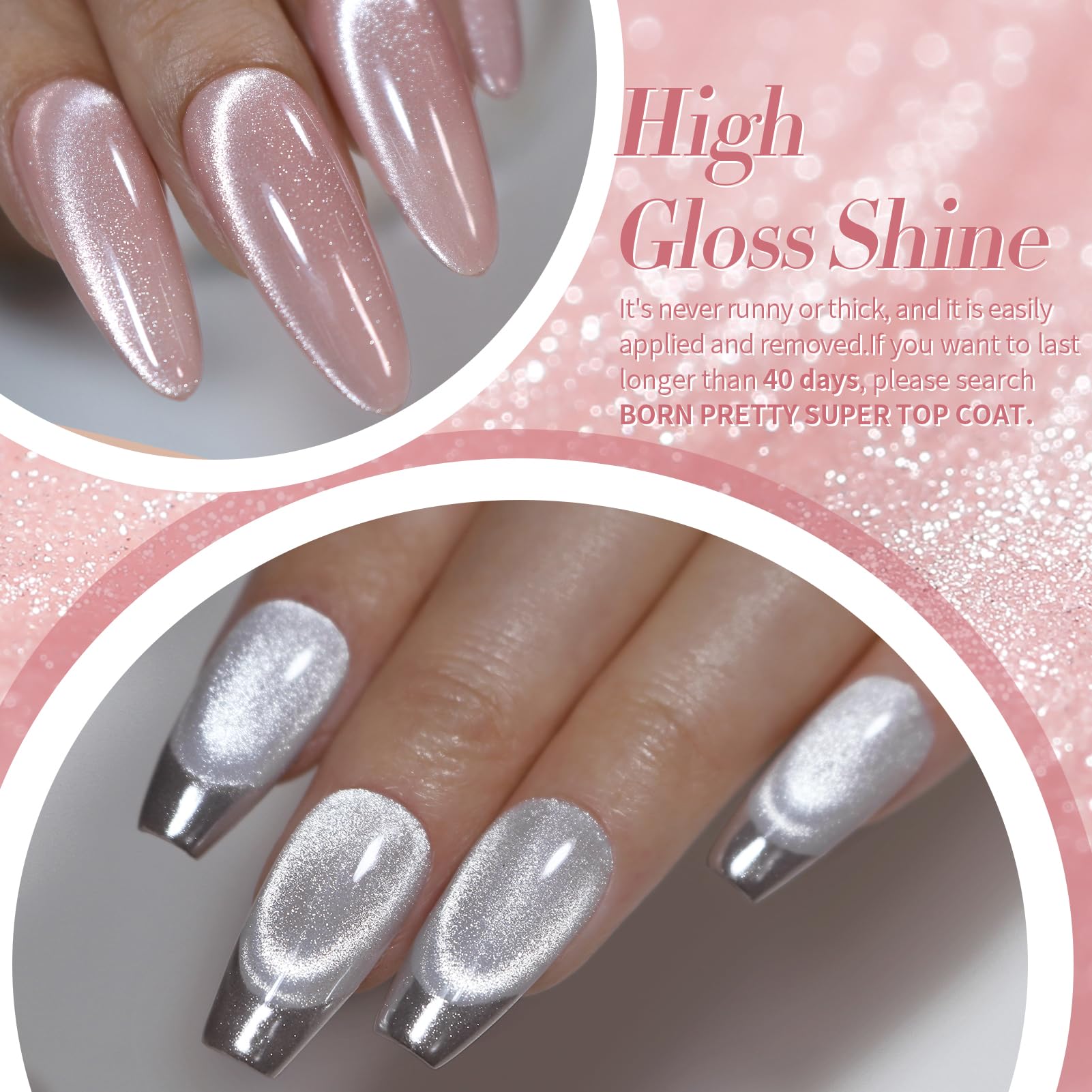 Born Pretty pastel pink magnetic gel polish for subtle elegance