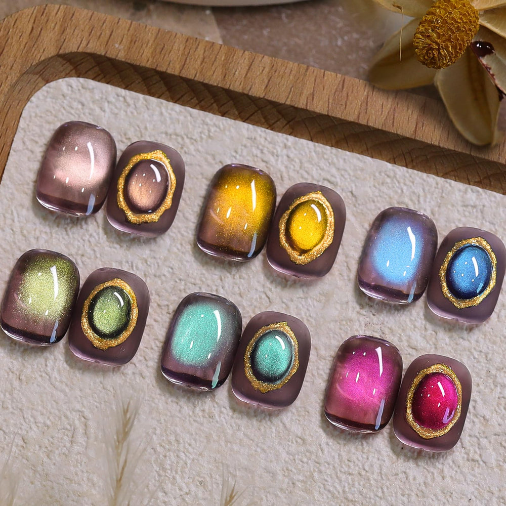 Born Pretty Cat Magnetic Eye Gel Set red glitter swatches for at-home manicure.