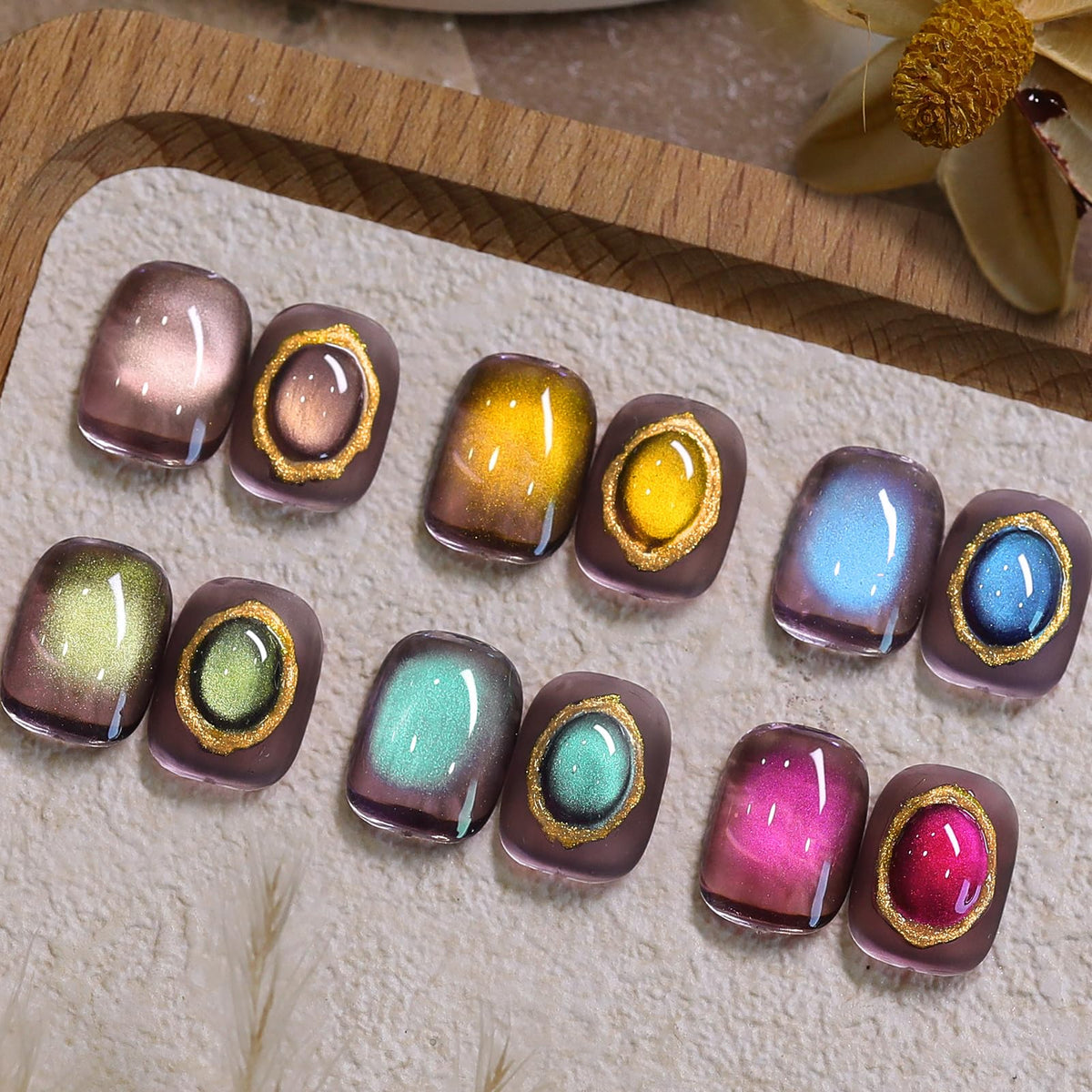 Born Pretty Cat Magnetic Eye Gel Set red glitter swatches for at-home manicure.