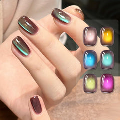 Born Pretty Cat Magnetic Eye Gel Set cured look on sample nail for lasting shine.
