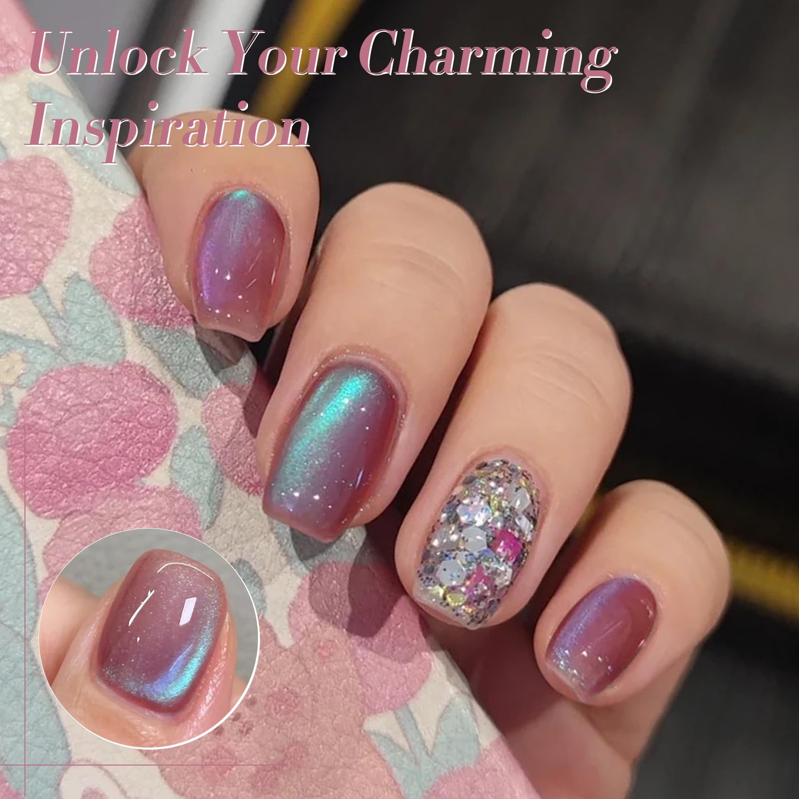 Born Pretty yellow magnetic gel with bright aurora shimmer.