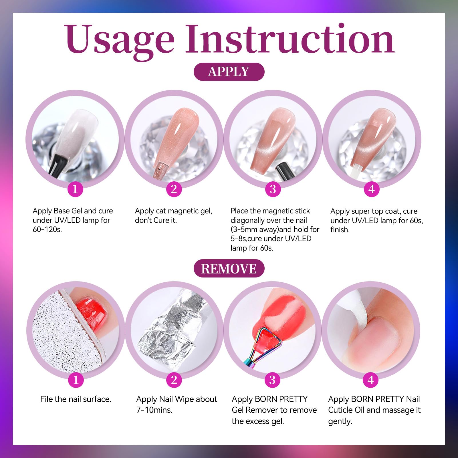 Born Pretty Cat Magnetic Eye glitter shimmer gel polish for standout nails