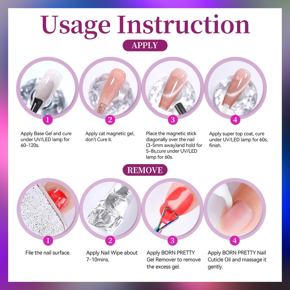 Born Pretty Cat Magnetic Eye glitter shimmer gel polish for standout nails