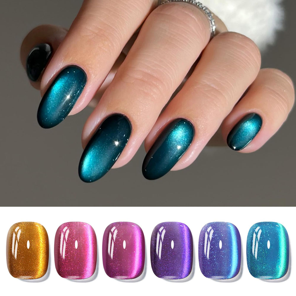 Born Pretty Cat Magnetic Eye polish glitter auroras close-up for vibrant nails