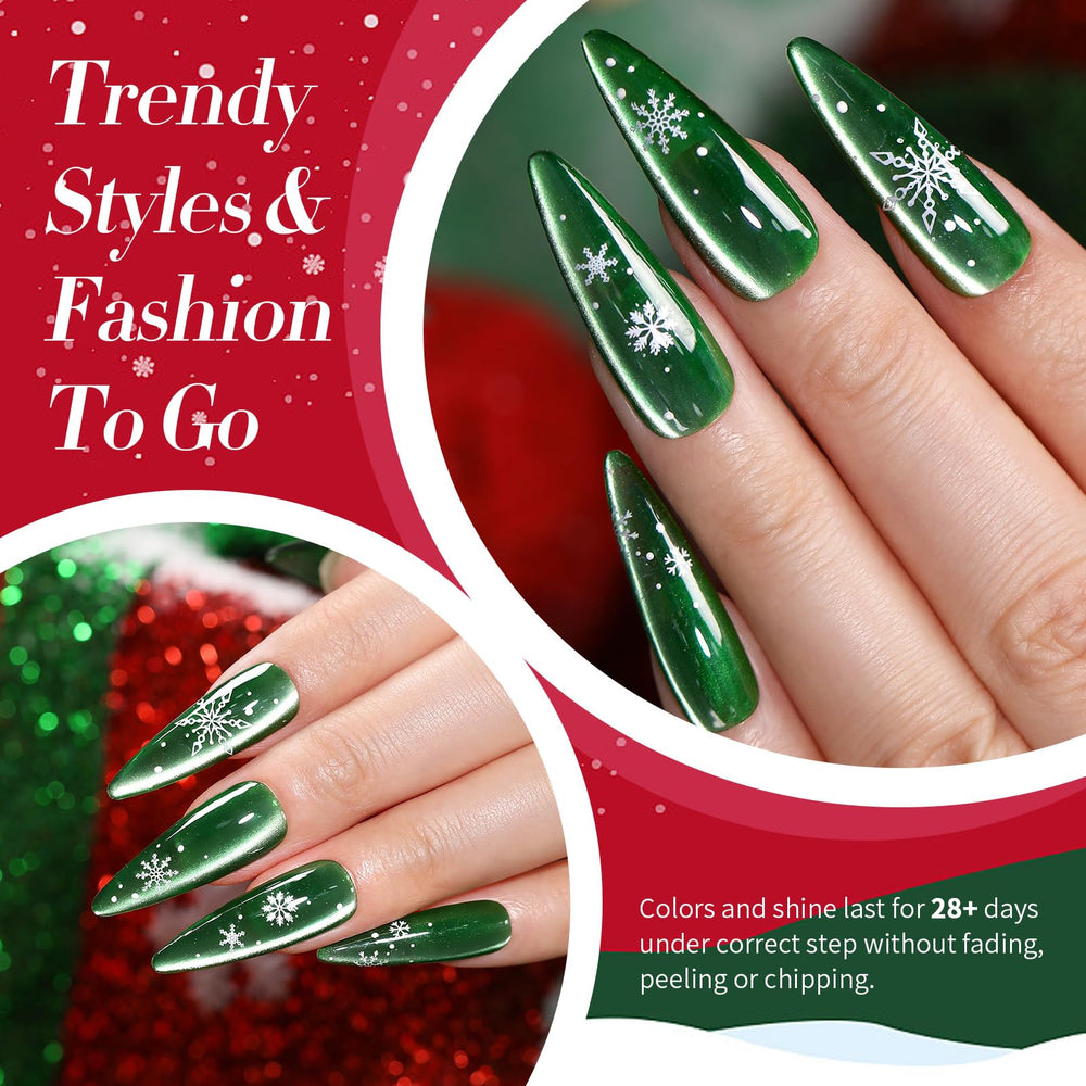 Born Pretty Christmas Cat Magnetic Eye Gel Nail Polish glitter finish adds holiday sparkle.
