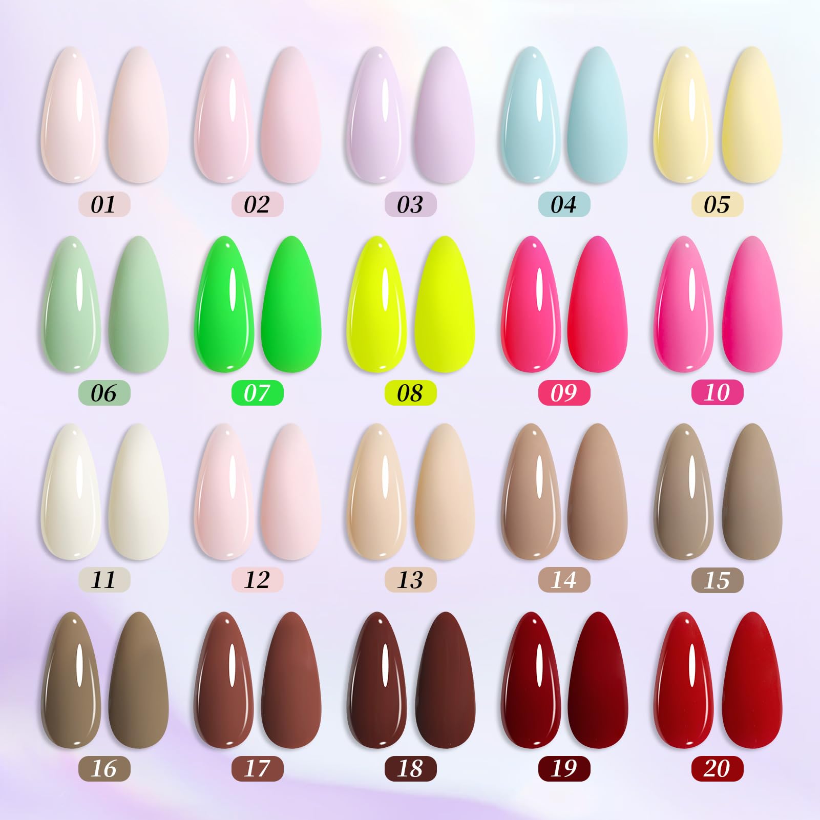 Born Pretty color swatches show pastel and neon shades for creative nail art