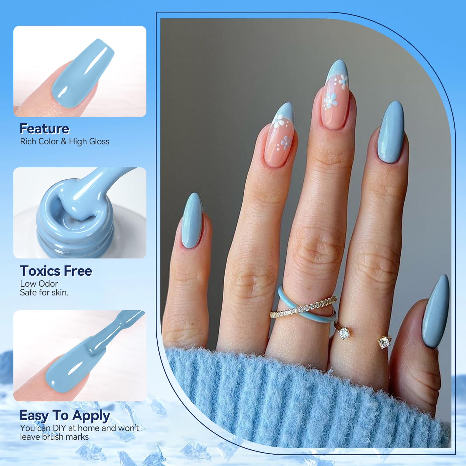 Born Pretty crushed reflective blue gel polish with party-ready sparkle.