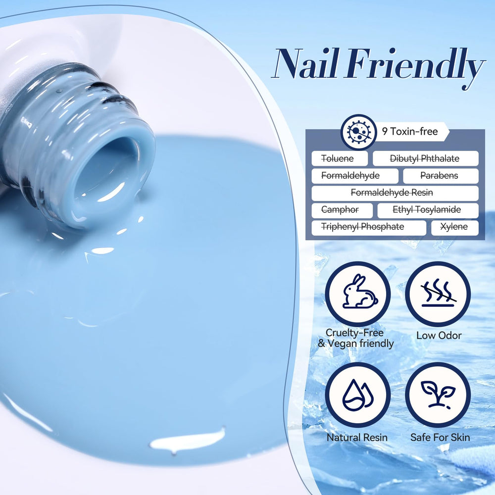 Born Pretty blue gel polish kit enables quick, durable DIY manicures at home.