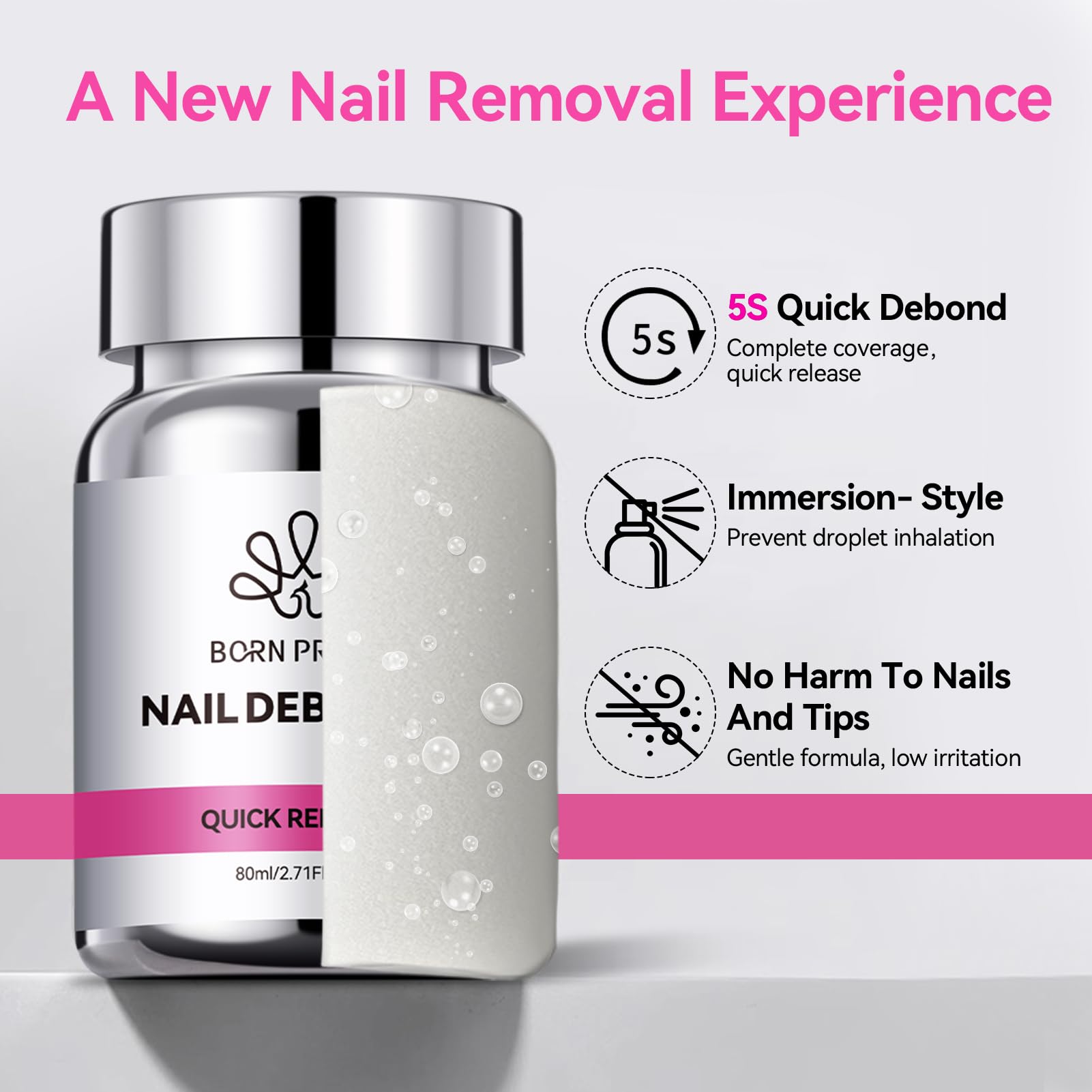 Fast-acting nail glue remover in action with sponge applicator for quick removal.