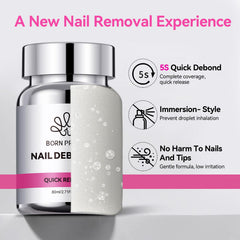 Fast-acting nail glue remover in action with sponge applicator for quick removal.