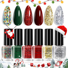 Born Pretty front packaging showing six festive polish shades and holiday appeal