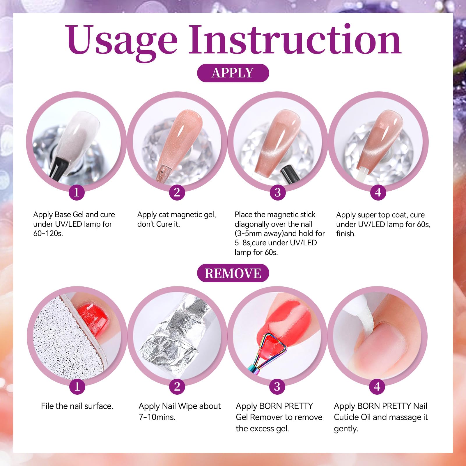 Born Pretty Fruit Cat Eye Crystal Glass gel polish with reflective shimmer and depth