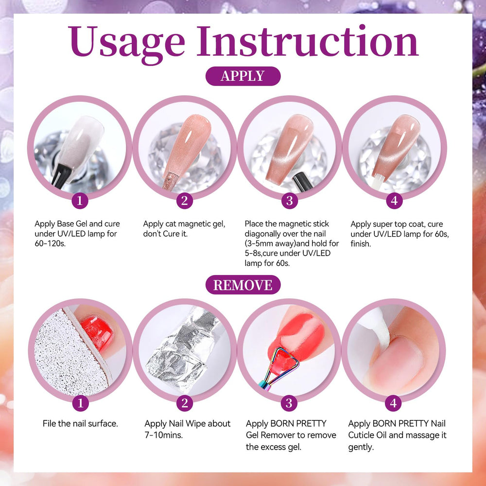 Born Pretty Fruit Cat Eye Crystal Glass gel polish with reflective shimmer and depth