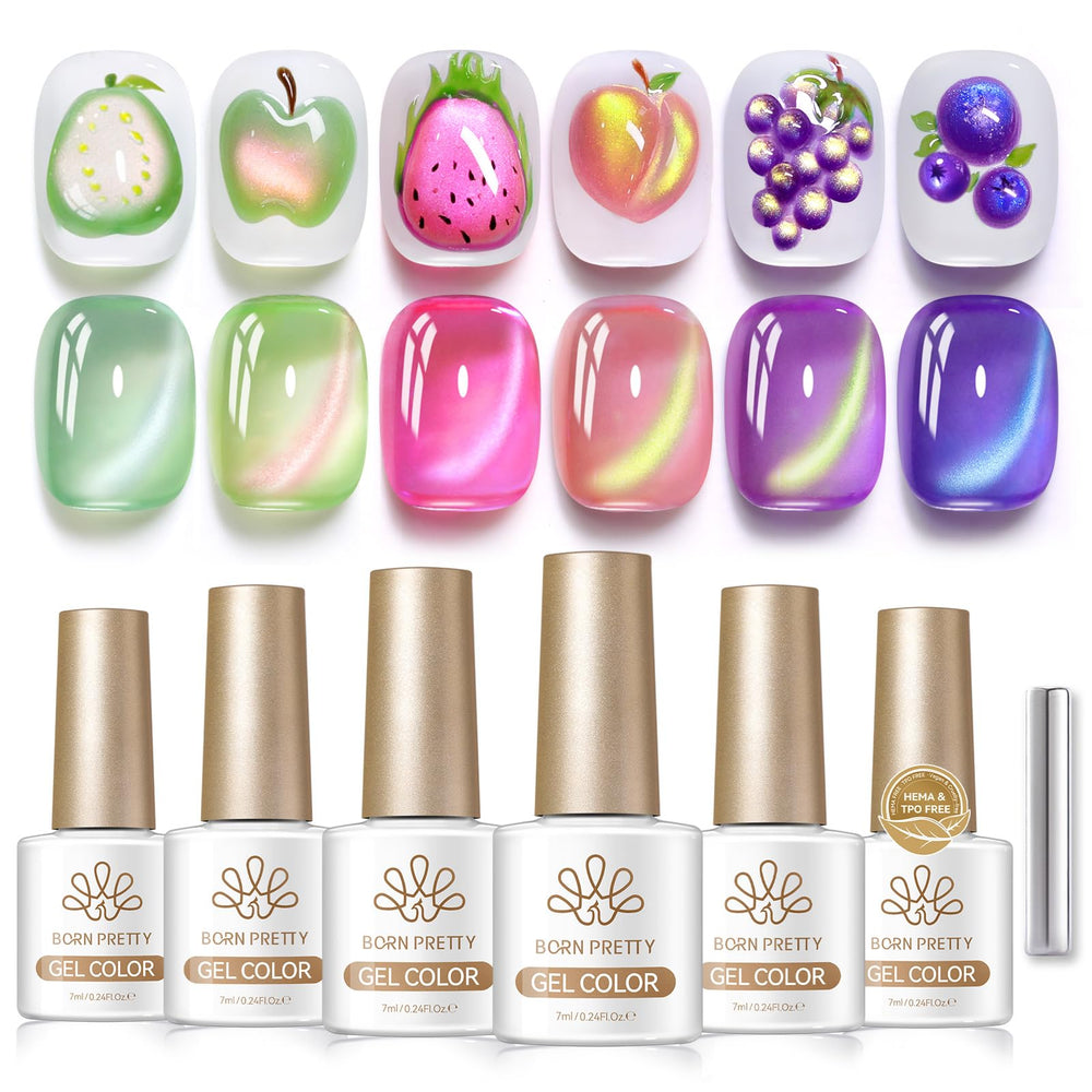 Born Pretty Fruit Cat Eye Glitter gel polish adds sparkling, eye-catching highlights