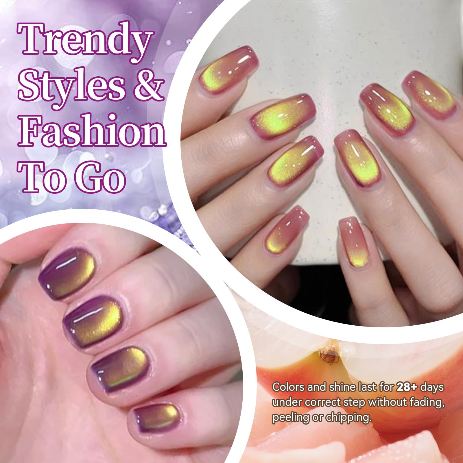Born Pretty Fruit Cat Eye Grape Purple gel polish with bold color and magnetized shine