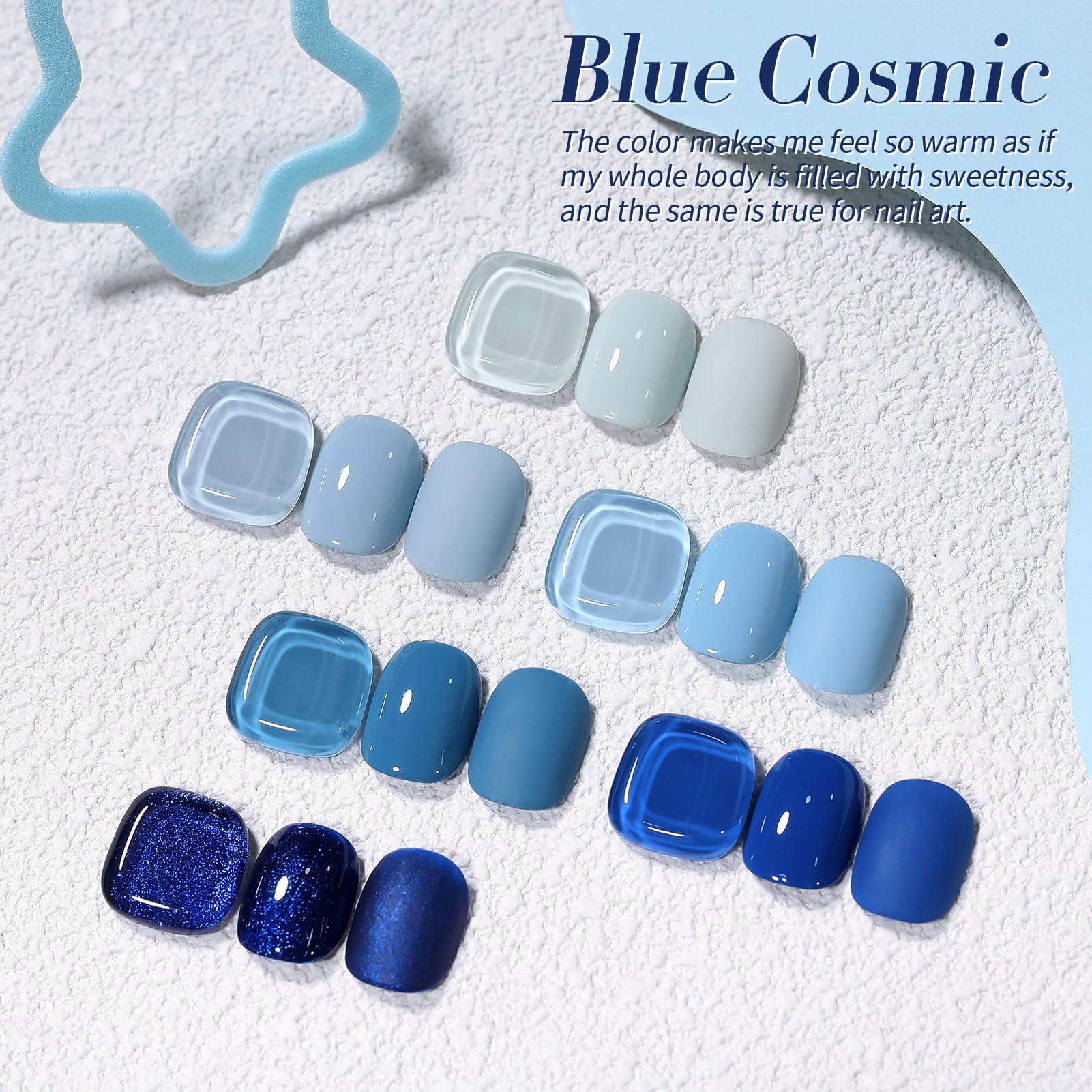 Born Pretty glitter blue gel polish adds vibrant shimmer for festive nails.
