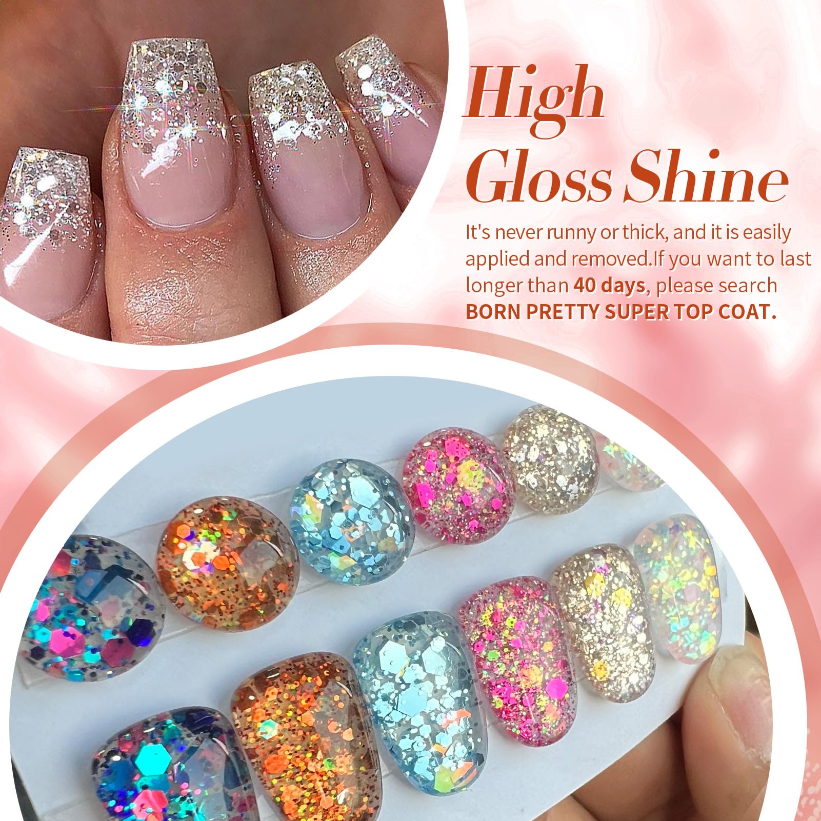 Born Pretty glitter sequins gel polish holiday design set for gift-ready manicures.