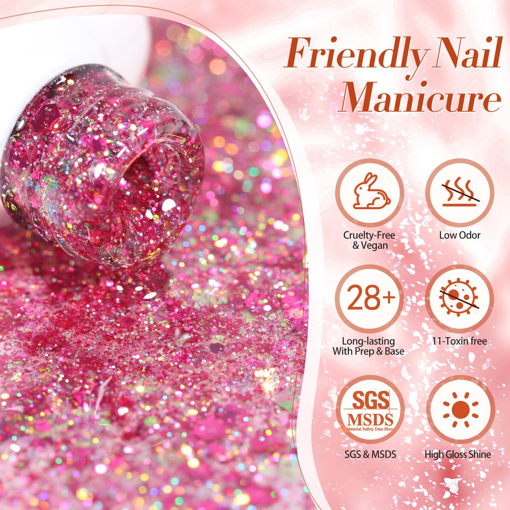 Born Pretty glitter sequins gel polish long wear for 21+ days with proper prep.