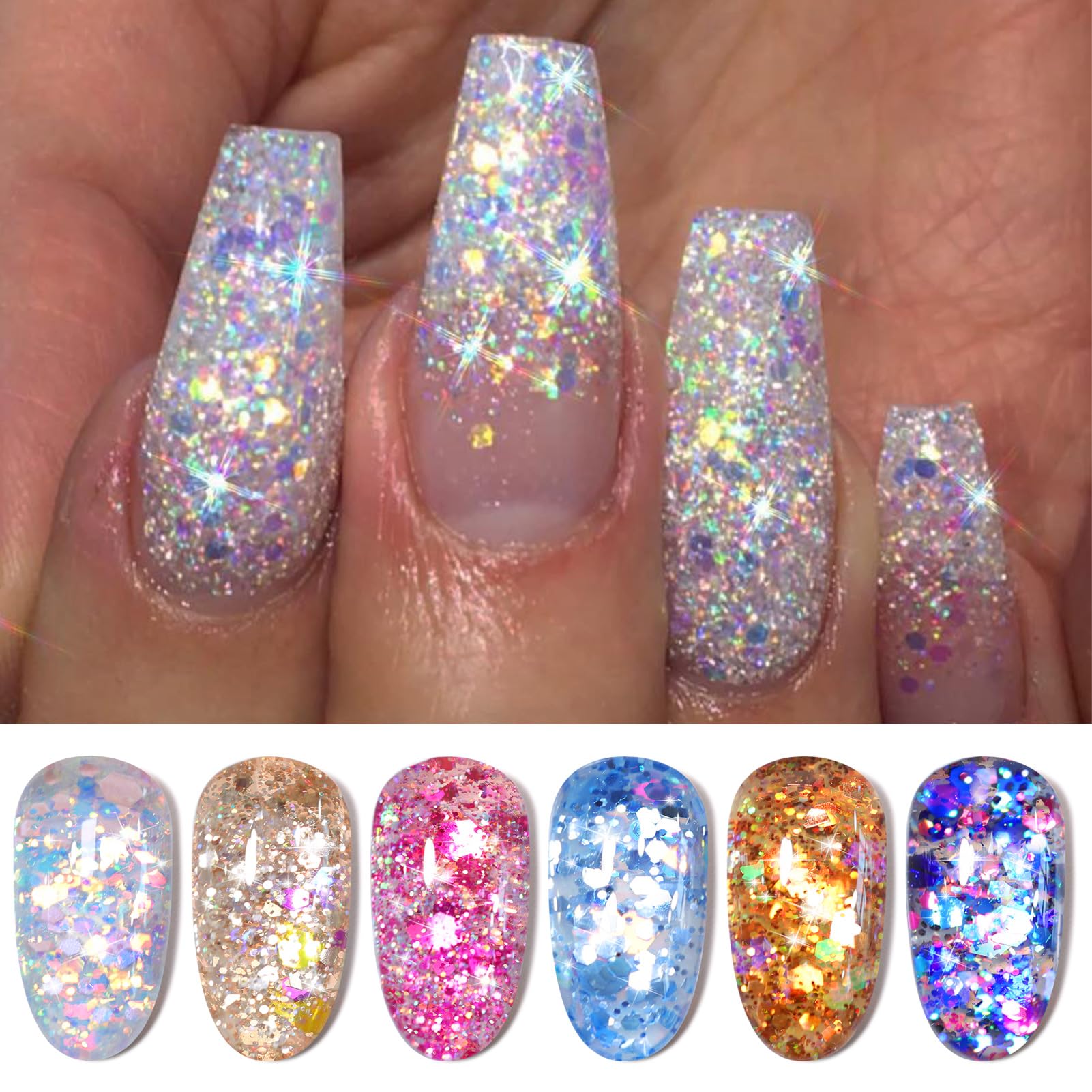 Born Pretty glitter sequins gel polish pink sparkle for long-lasting DIY manicures.