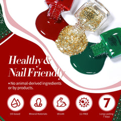 Born Pretty glitter topcoat over red nail highlighting festive accent effect