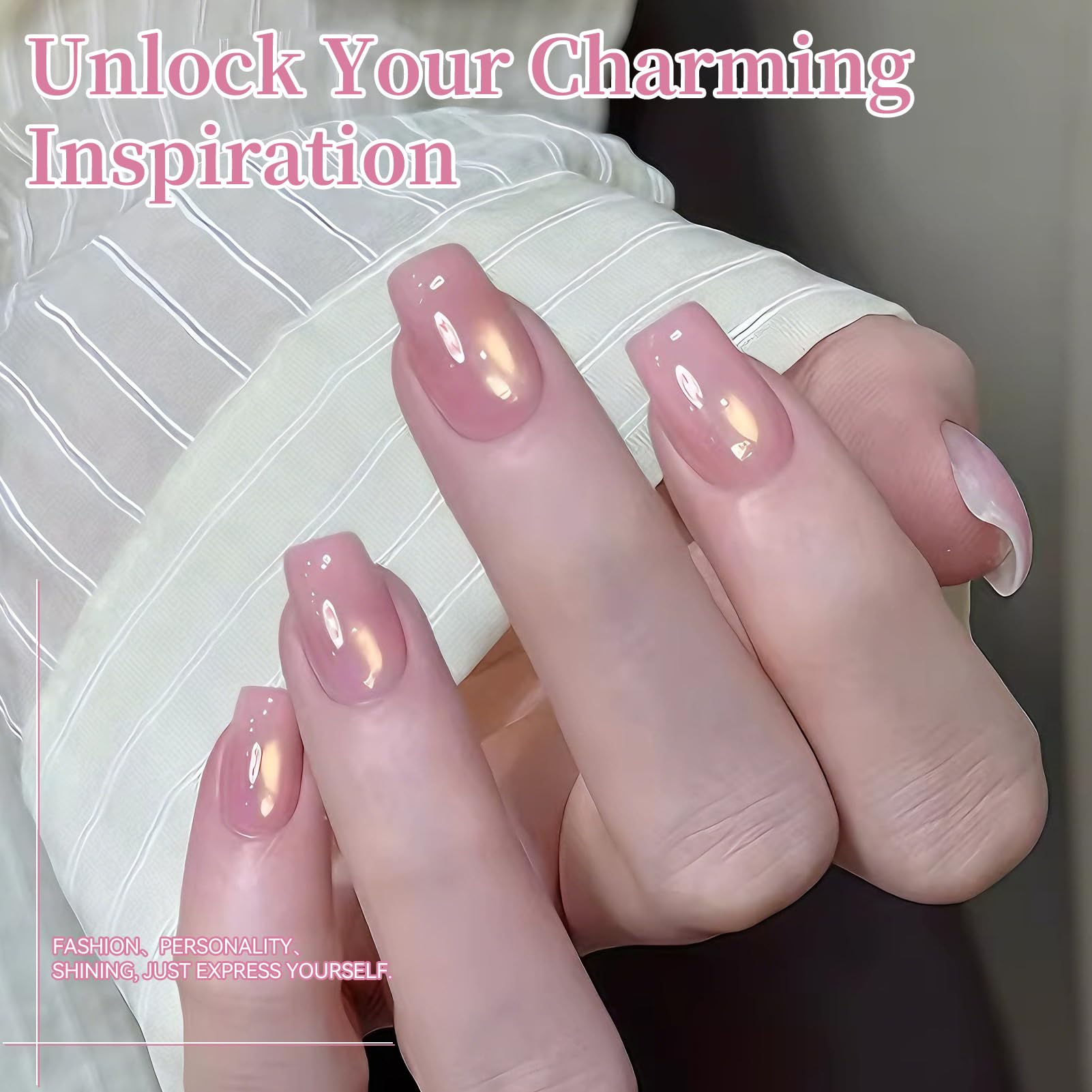 Born Pretty Pink Satin shade adds soft, reflective shine to nails with magnetic eye effect.