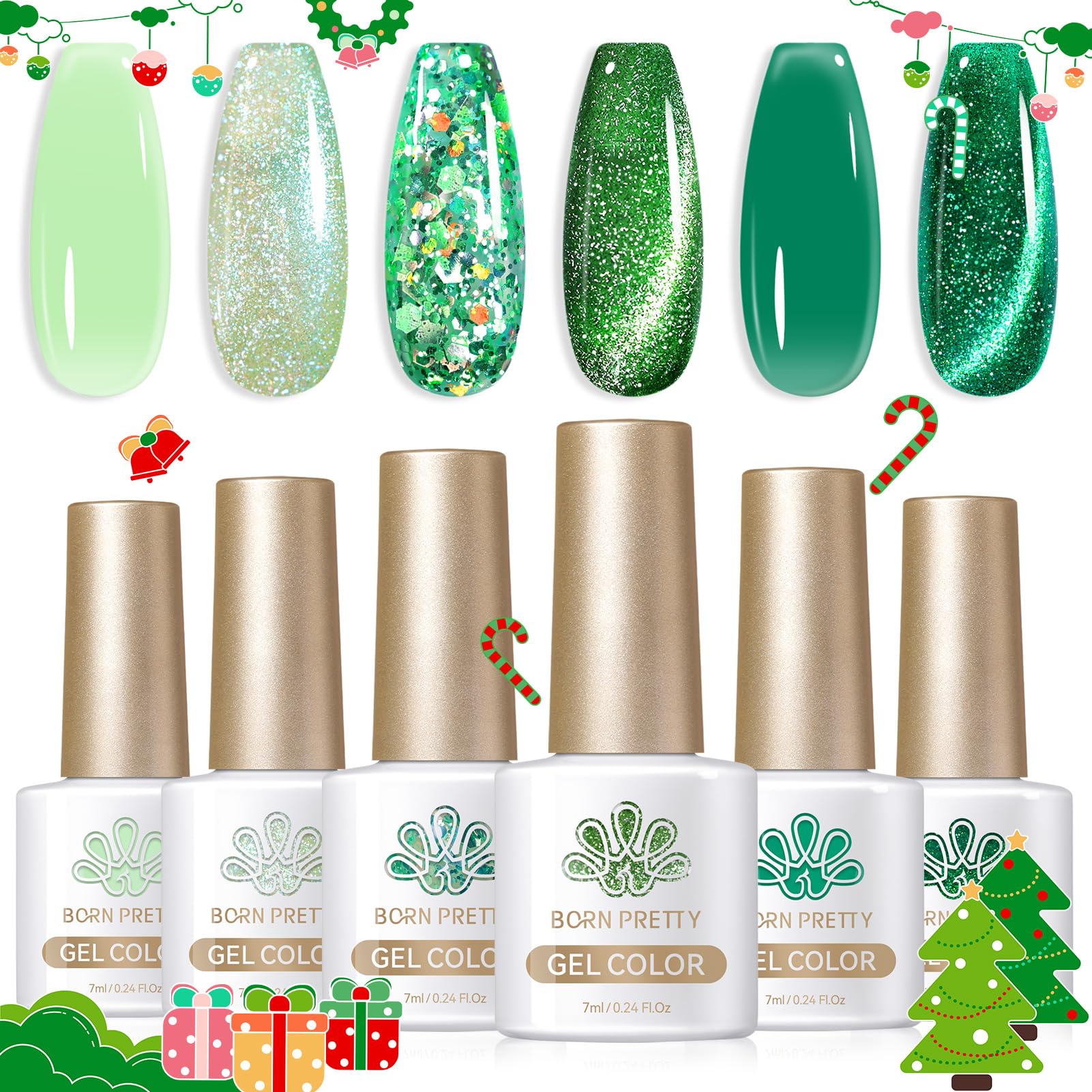 Born Pretty green gel polish bottle packaging showcases premium kit presentation.