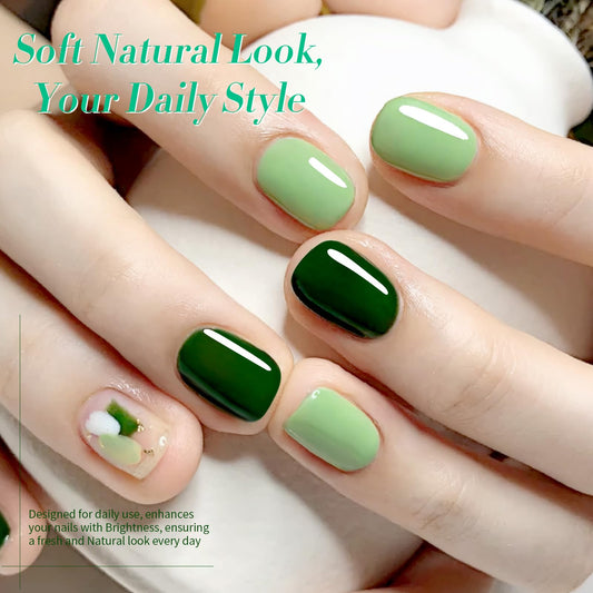 Born Pretty glitter green gel nail polish swatch with sparkling finish