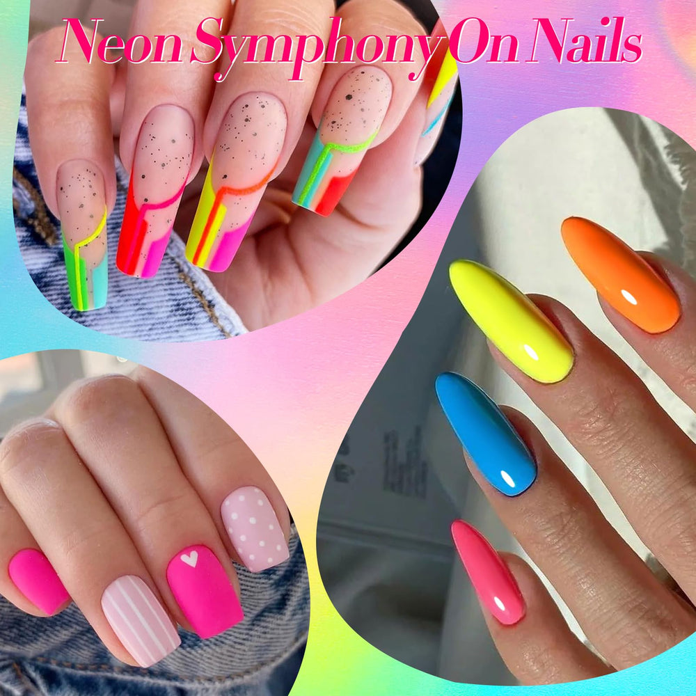 Born Pretty neon shades including hot pink yellow and blue for bold looks