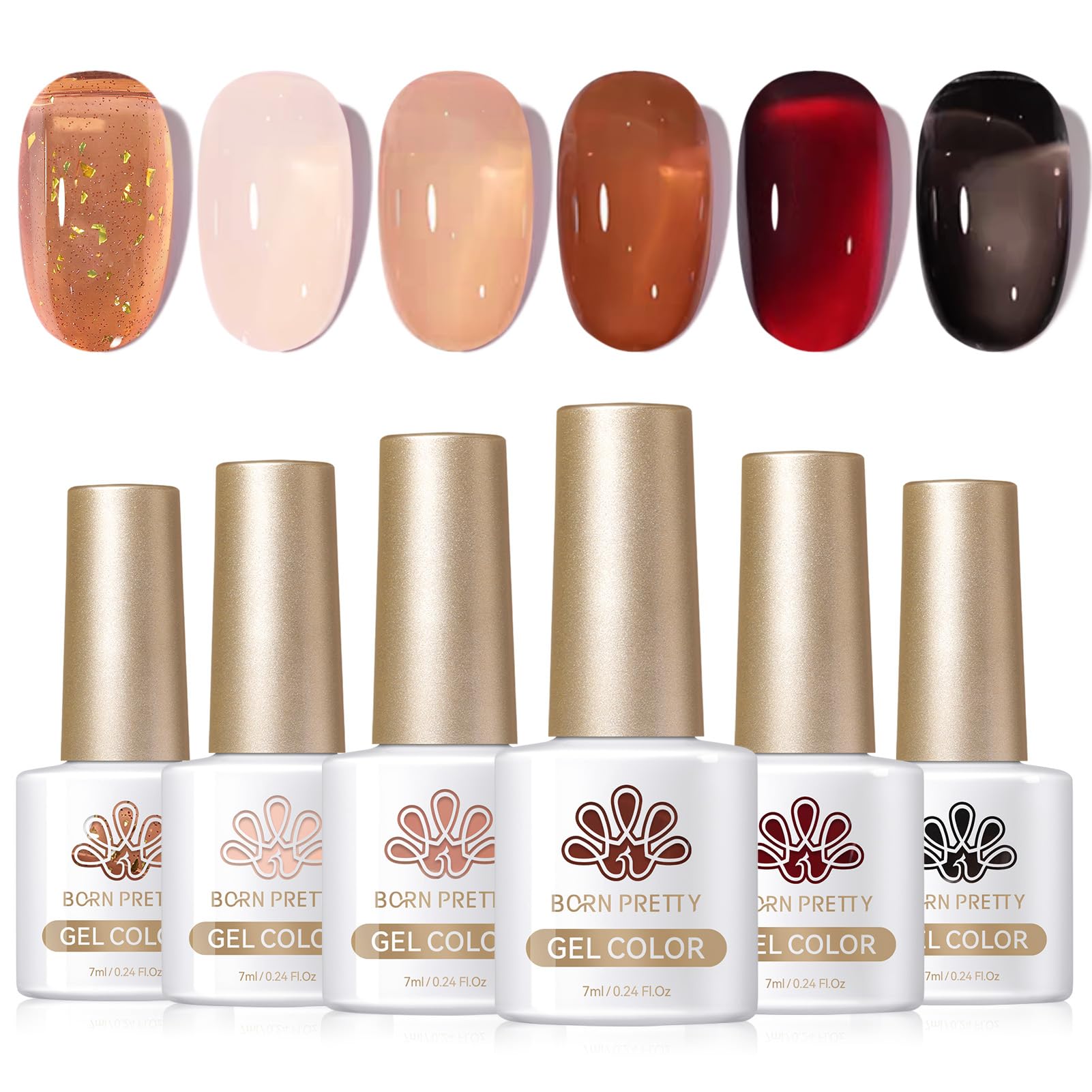 Born Pretty jelly gel nail polish set in brown for rich fall color and easy layering